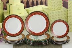 Набор тарелок 12 персон 36 предметов Сабина, Красная лента 02160129-0979x2