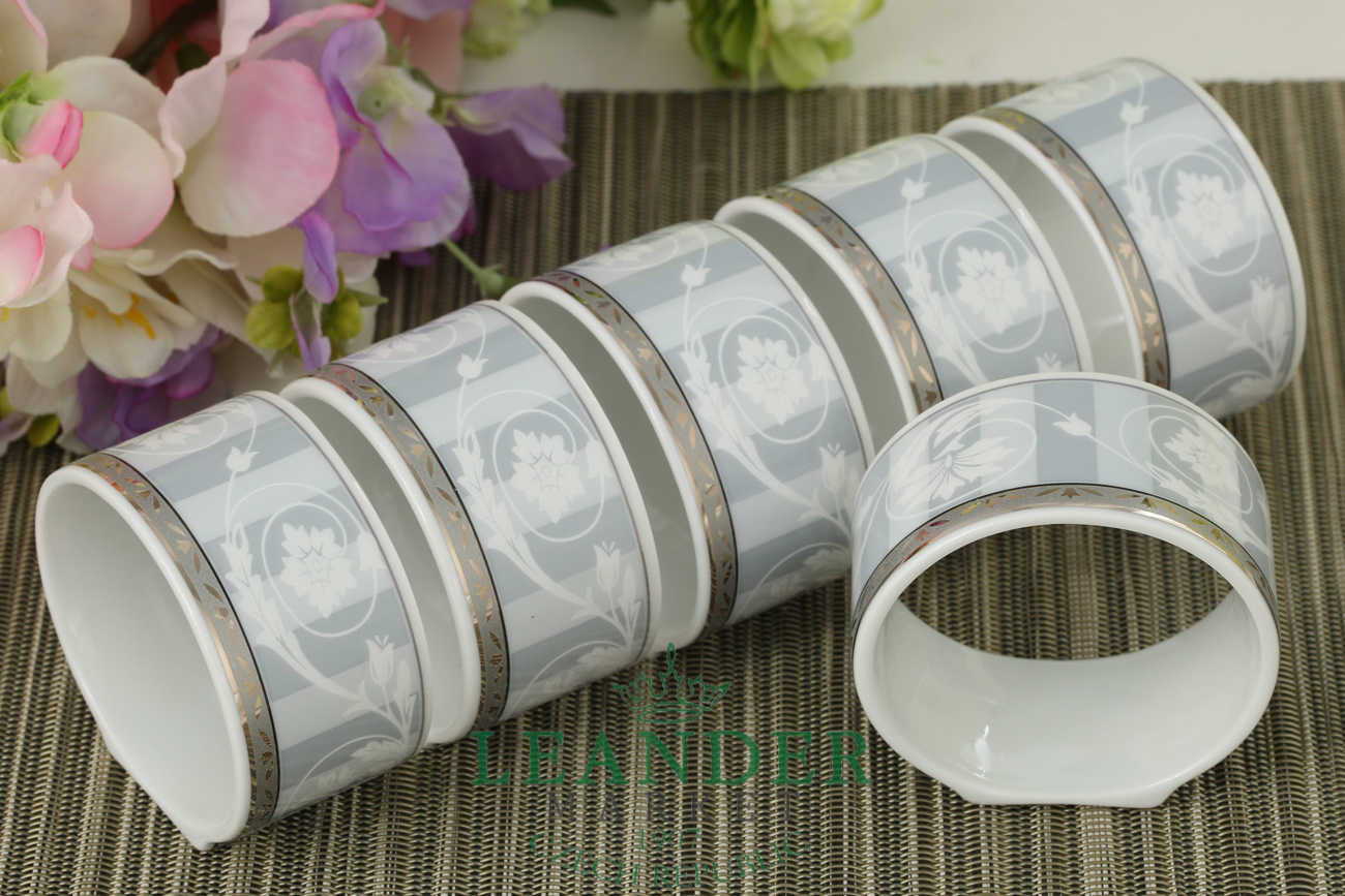Набор колец для салфеток Сабина, Серый орнамент (6 штук) 02164611-1013