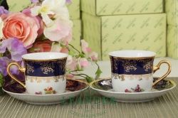 Набор из двух чайных пар 200 мл Мэри-Энн, Мелкие цветы, кобальт 03140415-0086