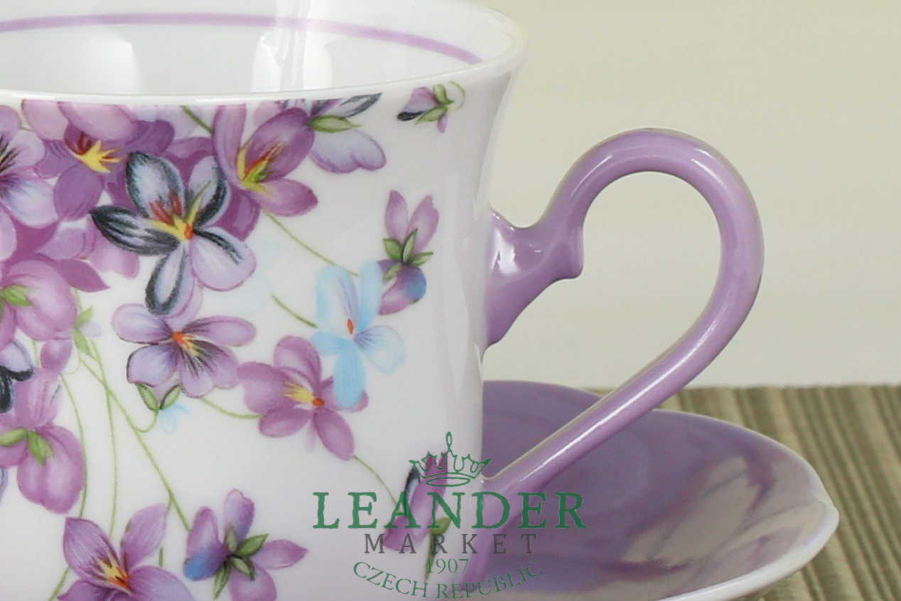 Чайные пары 200 мл 6 пар Мэри-Энн, Лиловые цветы 03160415-2391