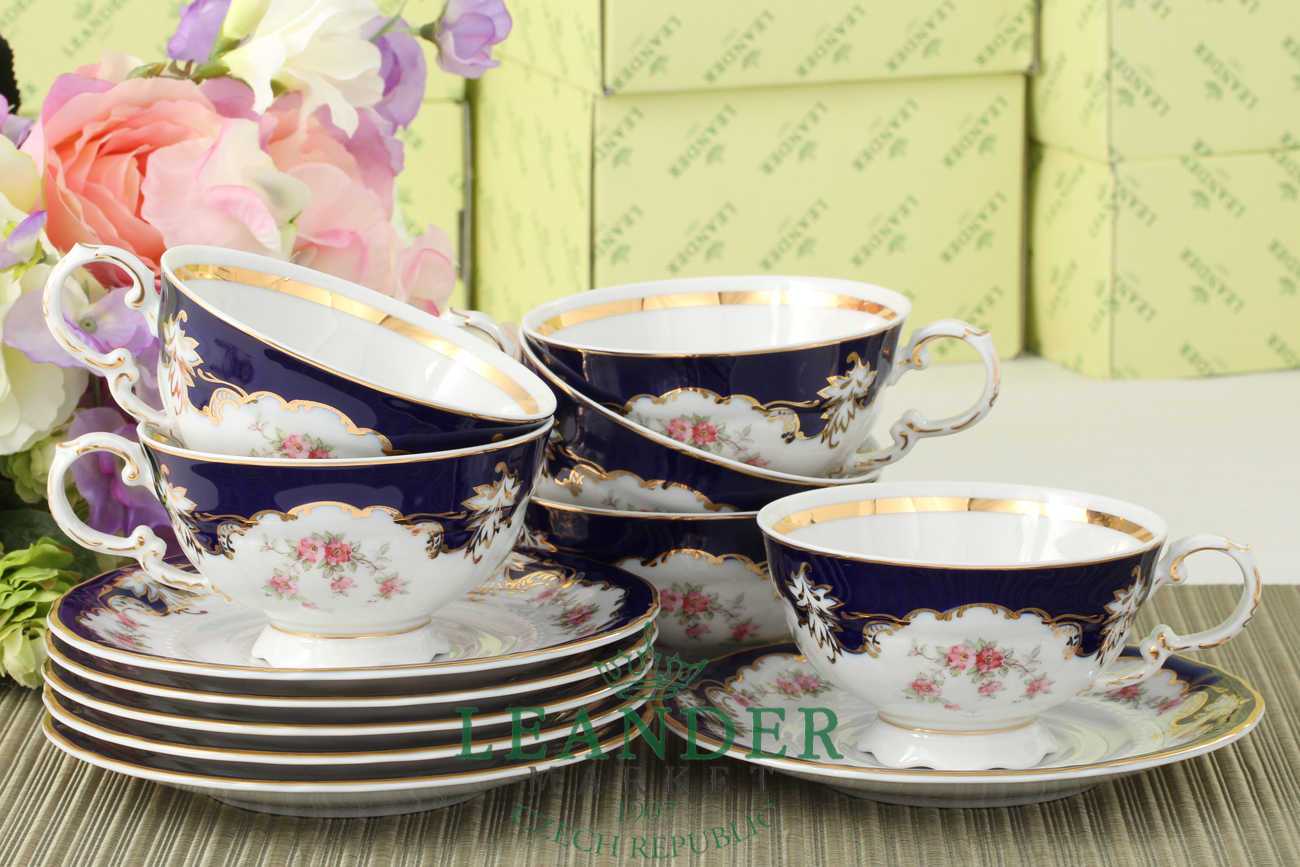 Чайный сервиз 6 персон 15 предметов Соната, Бледные цветы, Кобальт 07160725-1257