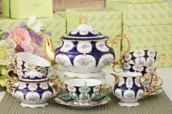 Чайно-столовый сервиз 6 персон 40 предметов Соната, Розовый цветок, кобальт 07162000-0419