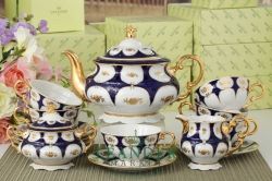Чайно-столовый сервиз 6 персон 40 предметов Соната, Золотой цветок, кобальт 07162000-0443