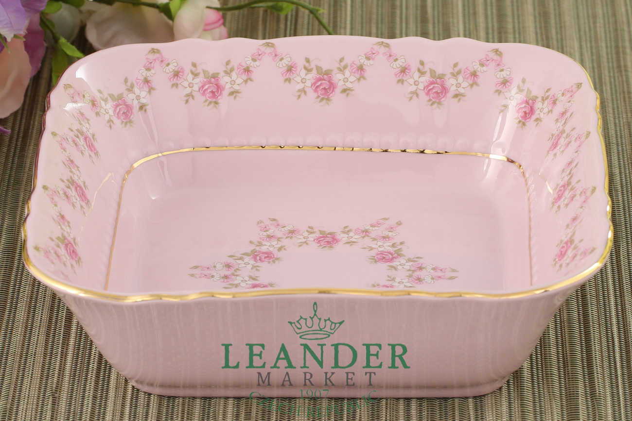 Салатник квадратный 17 см Соната, Мелкие цветы, розовый фарфор 07211422-0158