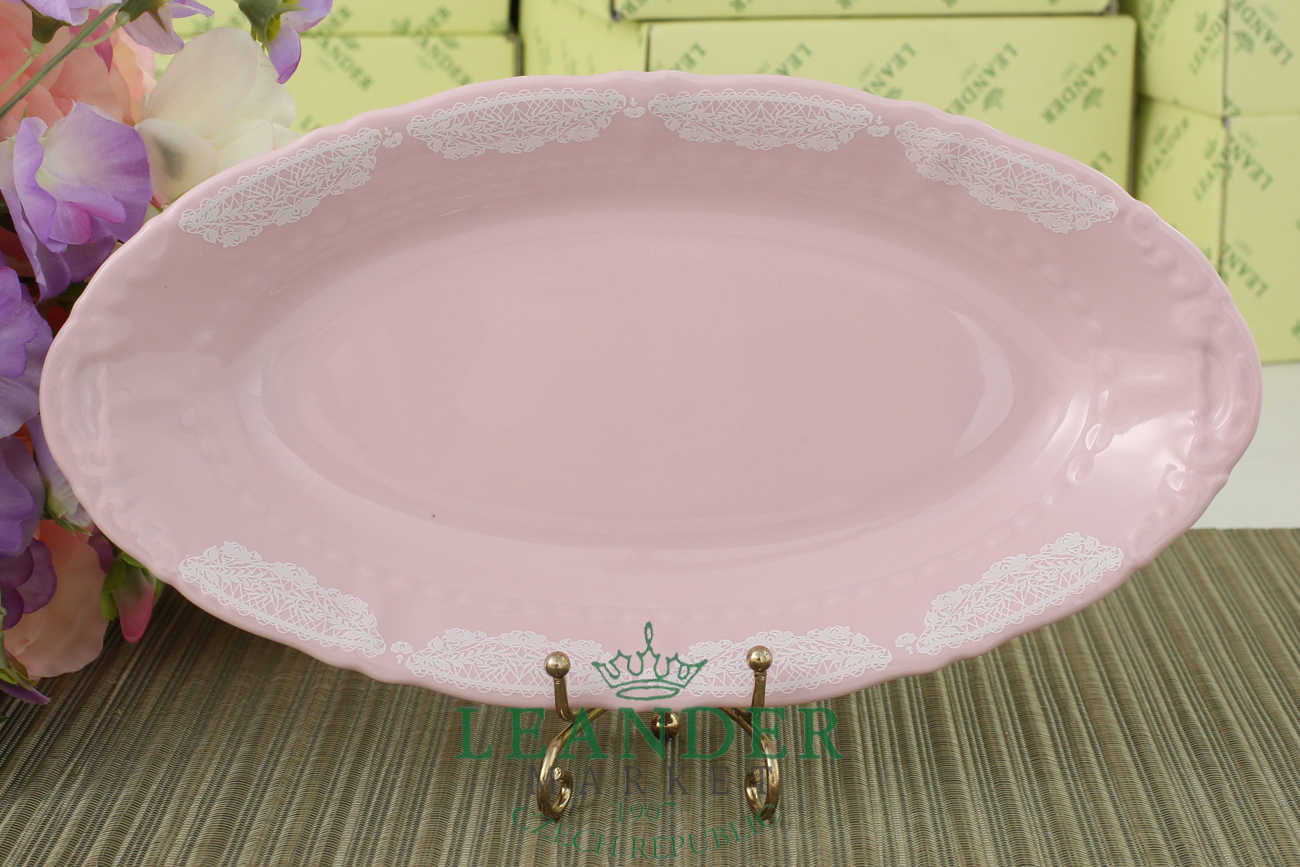 Блюдо овальное 23 см Соната, Белый узор, розовый фарфор 07216125-3001