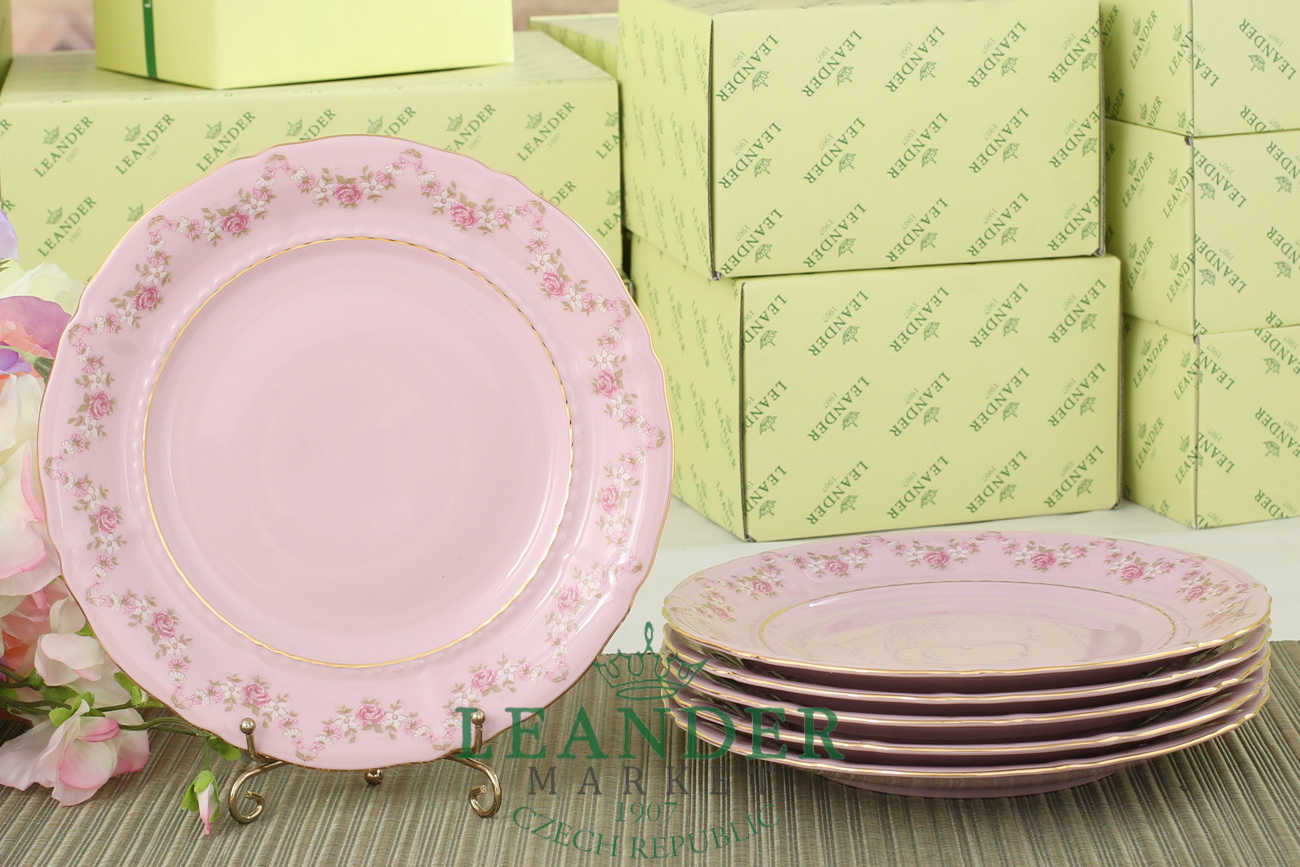 Набор тарелок 6 персон 18 предметов Соната, Мелкие цветы, розовый фарфор 07260119-0158
