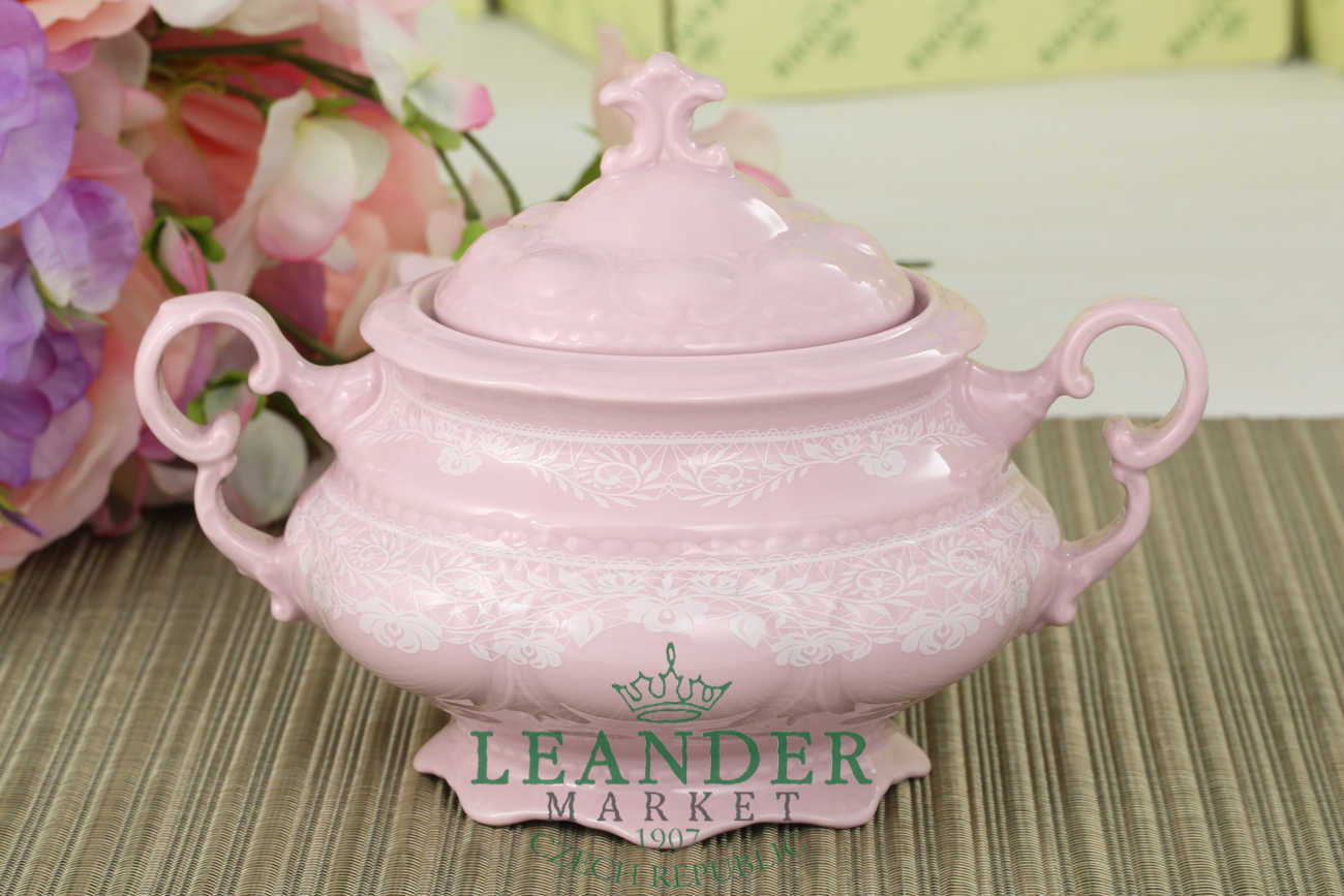 Чайный сервиз 6 персон 15 предметов Соната, Белый узор, розовый фарфор 07260725-3001