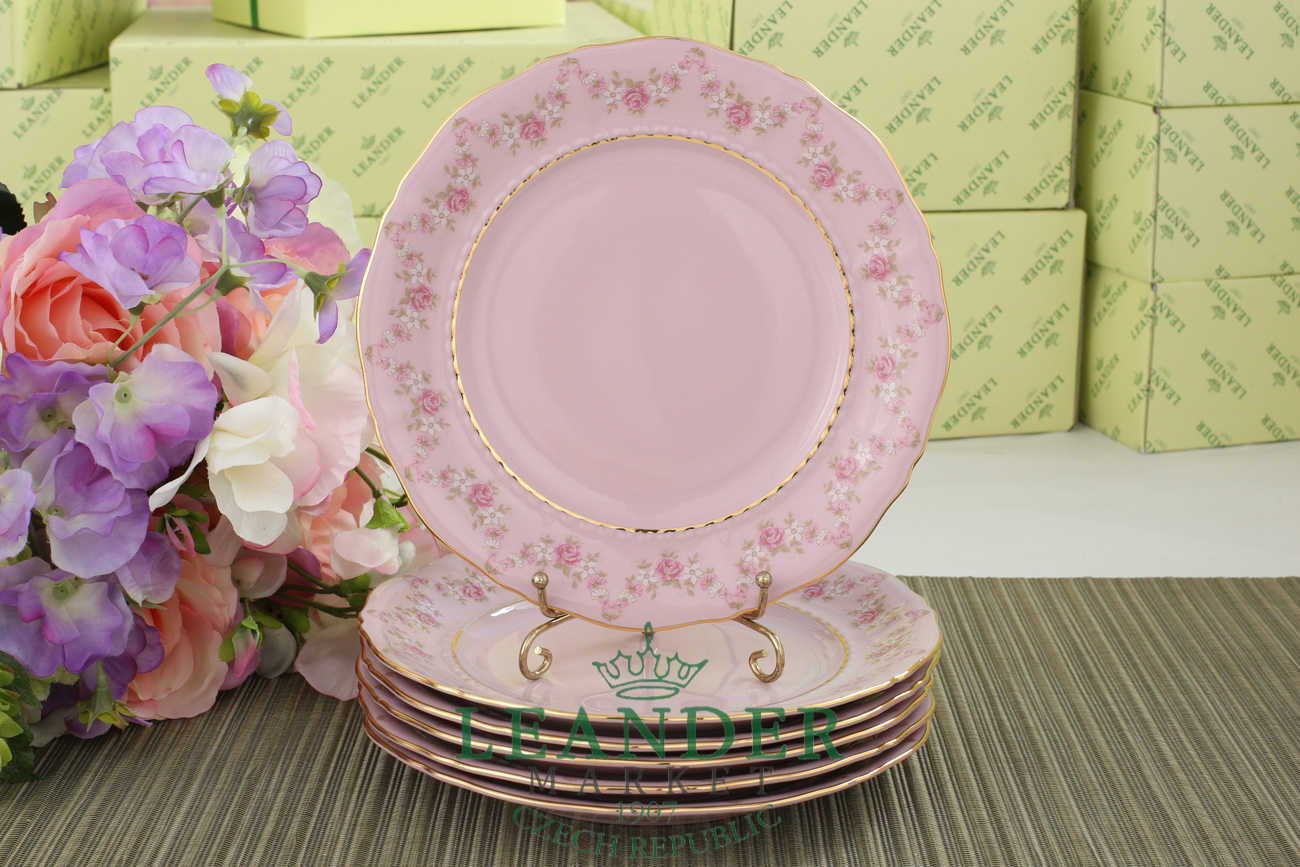 Сервиз для торта 7 предметов Соната, Мелкие цветы, розовый фарфор 07261017-0158