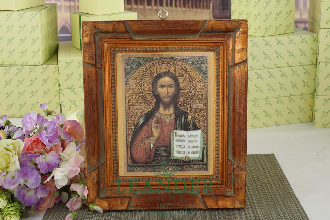 Икона на фарфоре в деревянной раме 250х185 мм, Спаситель 20198849-1263