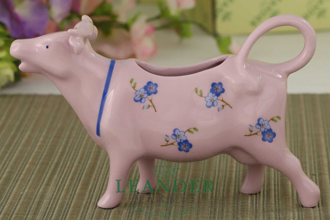 Сливочник- корова 70 мл Мэри-Энн, Синие цветы, розовый фарфор 21210813-0887
