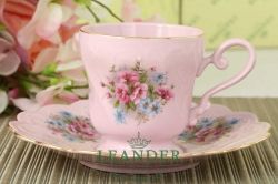 Кофейная пара 150 мл Соната, Розовые цветы, розовый фарфор 35220414-0013