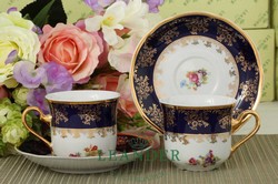 Набор из двух чайных пар 200 мл Мэри-Энн, Мелкие цветы, кобальт 03140415-0086