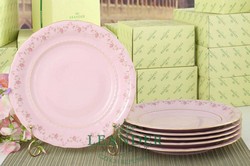 Тарелки мелкие 25 см 6 штук, Соната, Мелкие цветы, розовый фарфор 07260115-0158