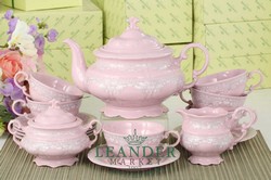 Чайный сервиз 6 персон 15 предметов Соната, Темный узор, розовый фарфор 07260725-3002