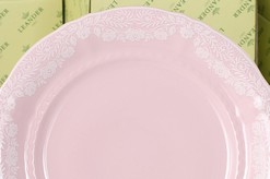 Белый узор, розовый фарфор 3001